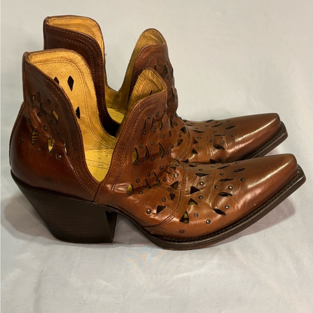 Ariat Tan Leather Ankle Boots with Cutout Design - Picture 5 of 7